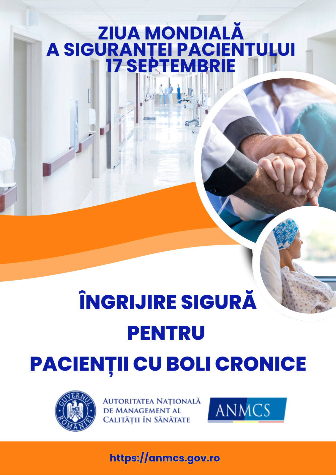 Afiș Ziua Mondială a Siguranței Pacientului 2026 – Îngrijire sigură pentru pacienții cu boli cronice, ANMCS